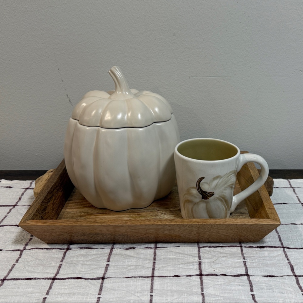 Hearth & Hand with Magnolia Wooden Tray with Beaded Garland - Picture 2 of 8